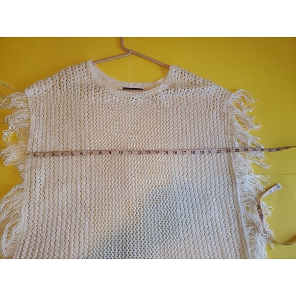 Knit Poncho Sweater W/ Fringe Women's X-Large Mossimo Bohemian Ivory - Picture 3 of 8